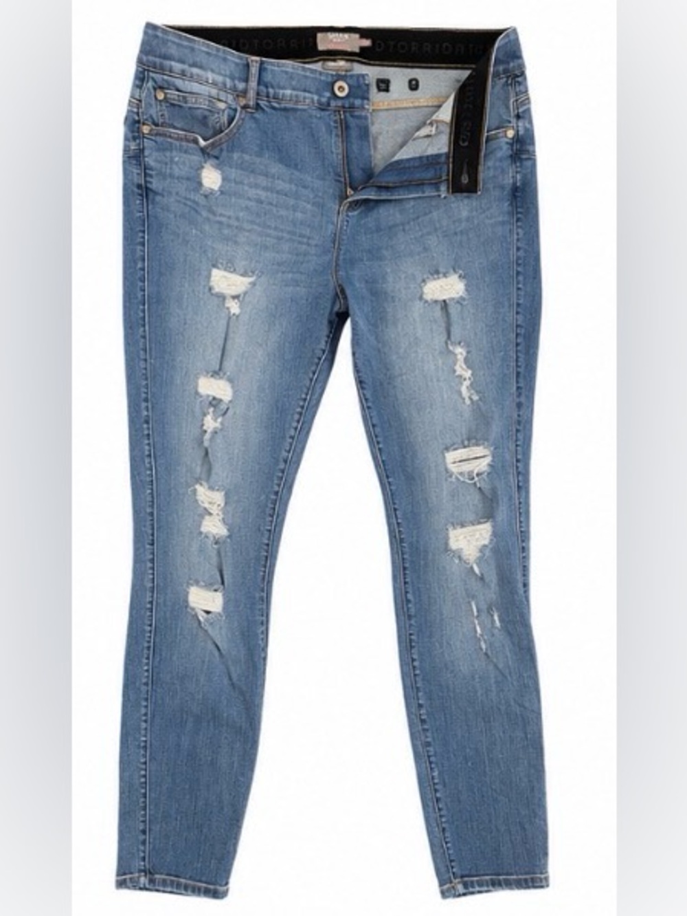 Torrid Bombshell Skinny Jeans Distressed Medium Wash Premium Stretch Size 18R
